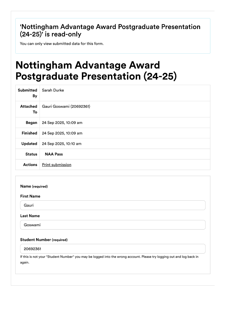 Nottingham Advantage Award Postgraduate Presentation (24-25) Submission Form